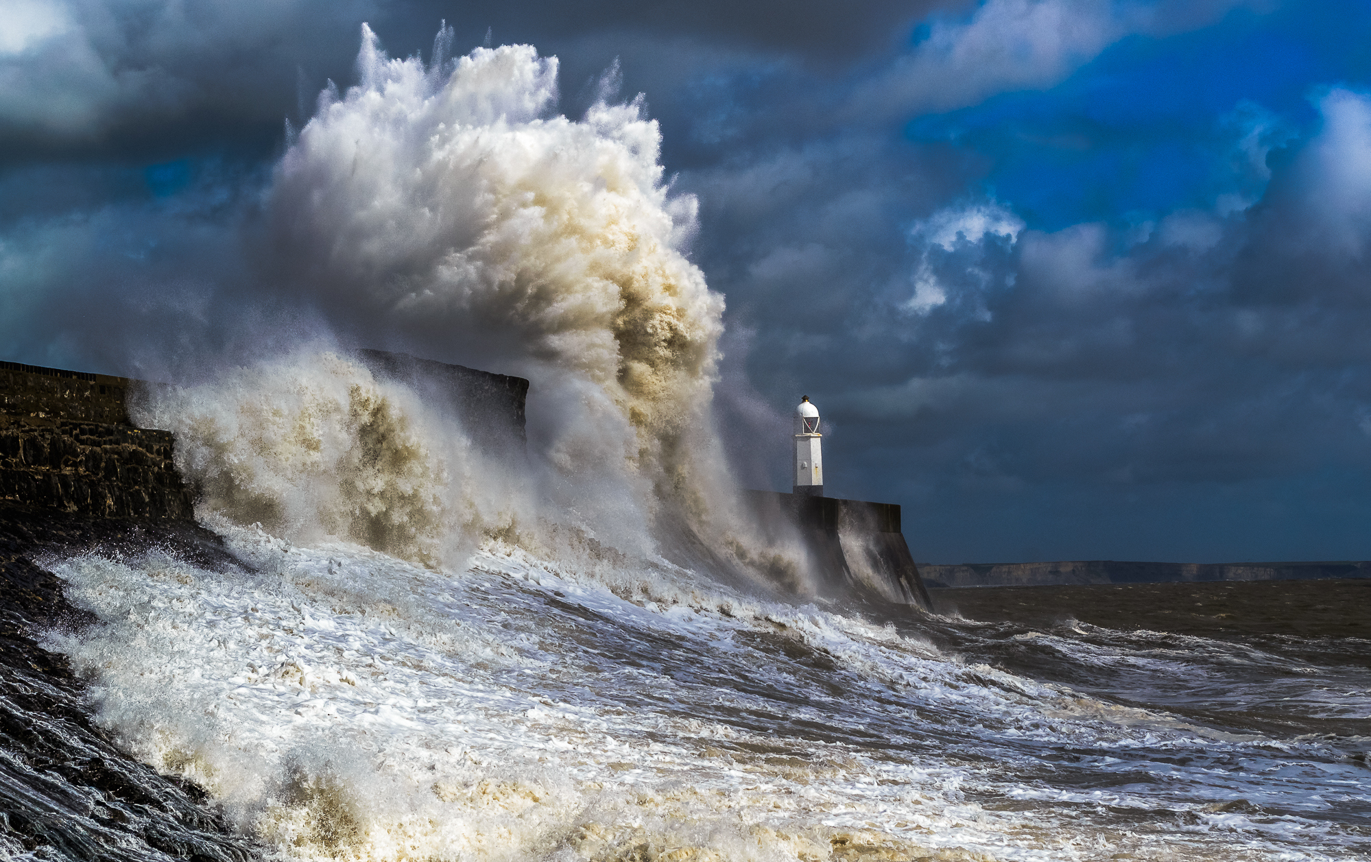 waves crashing on shore