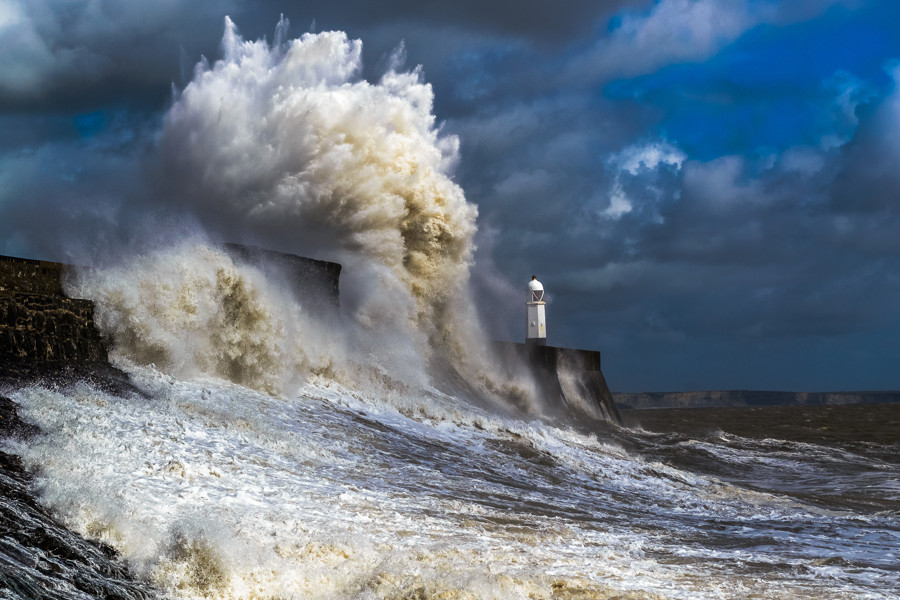 waves crashing on shore