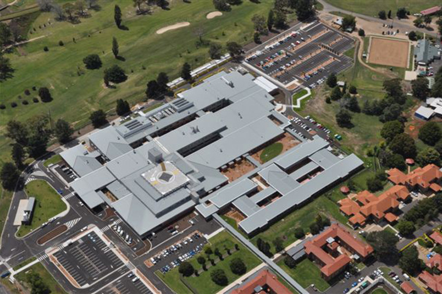 aerial image of orange hospital project site