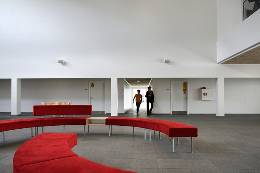 white interior and red seats