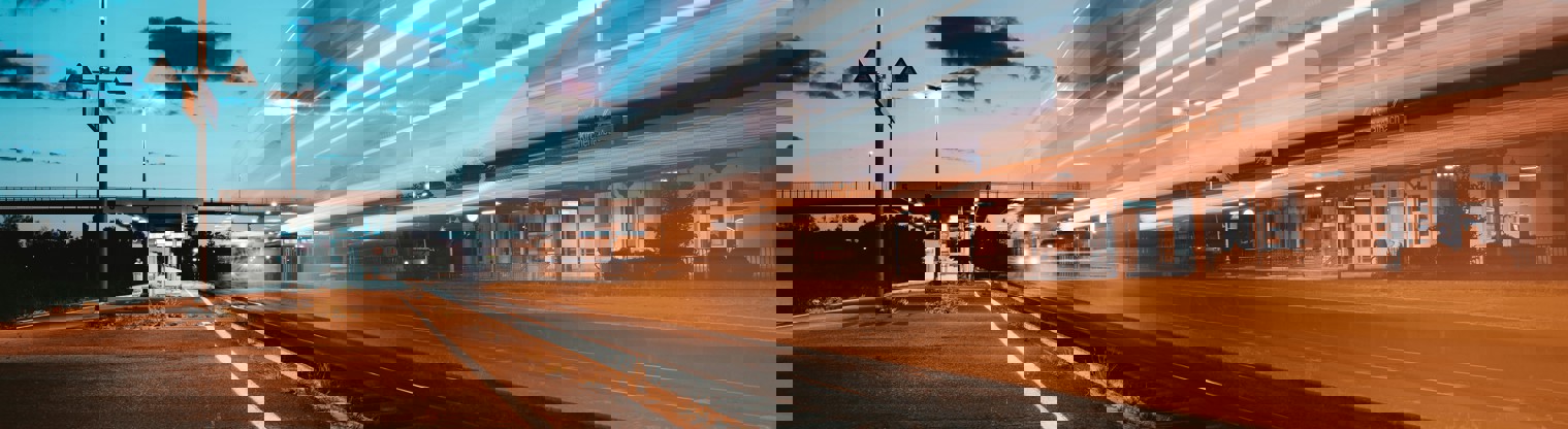 blurred train at night