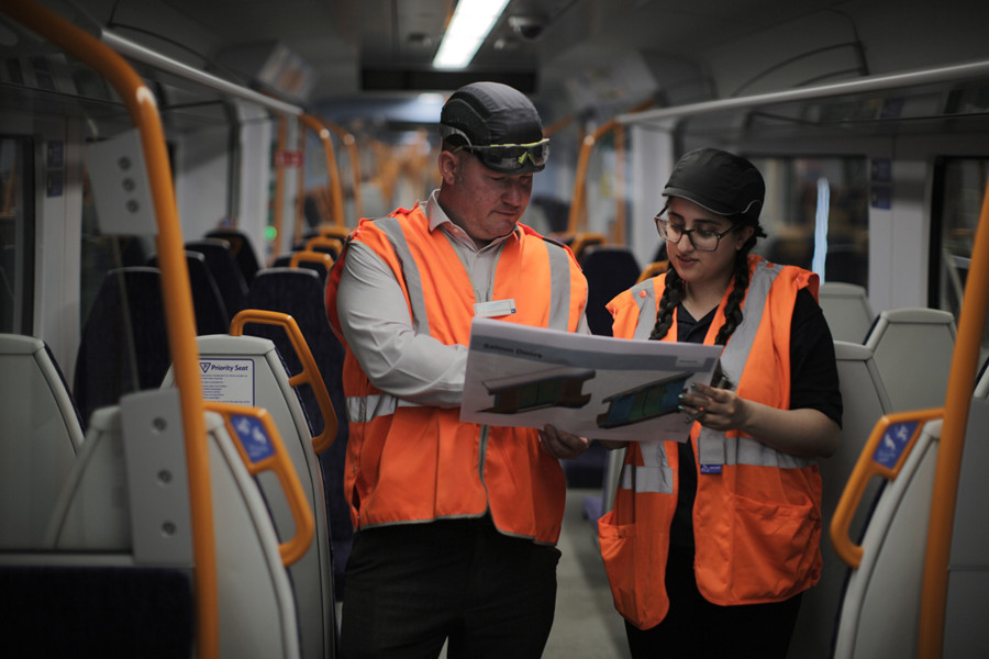 Angel Trains project team on train